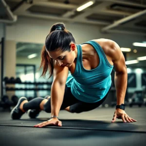 A woman doing push-ups, showcasing muscular endurance. Upper Body Workouts