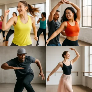 Collage of images depicting different dance-style cardio workouts, emphasizing diversity and energy. Cardio Routines for Fun Workouts Dance-based cardio routines for fun workouts offer a dynamic blend of exercise and entertainment