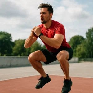 A person executing outdoor Tabata exercises, highlighting quick fat burning with energetic movements.