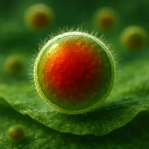 Artistic image of Haematococcus Pluvialis highlighting its importance in health supplements.